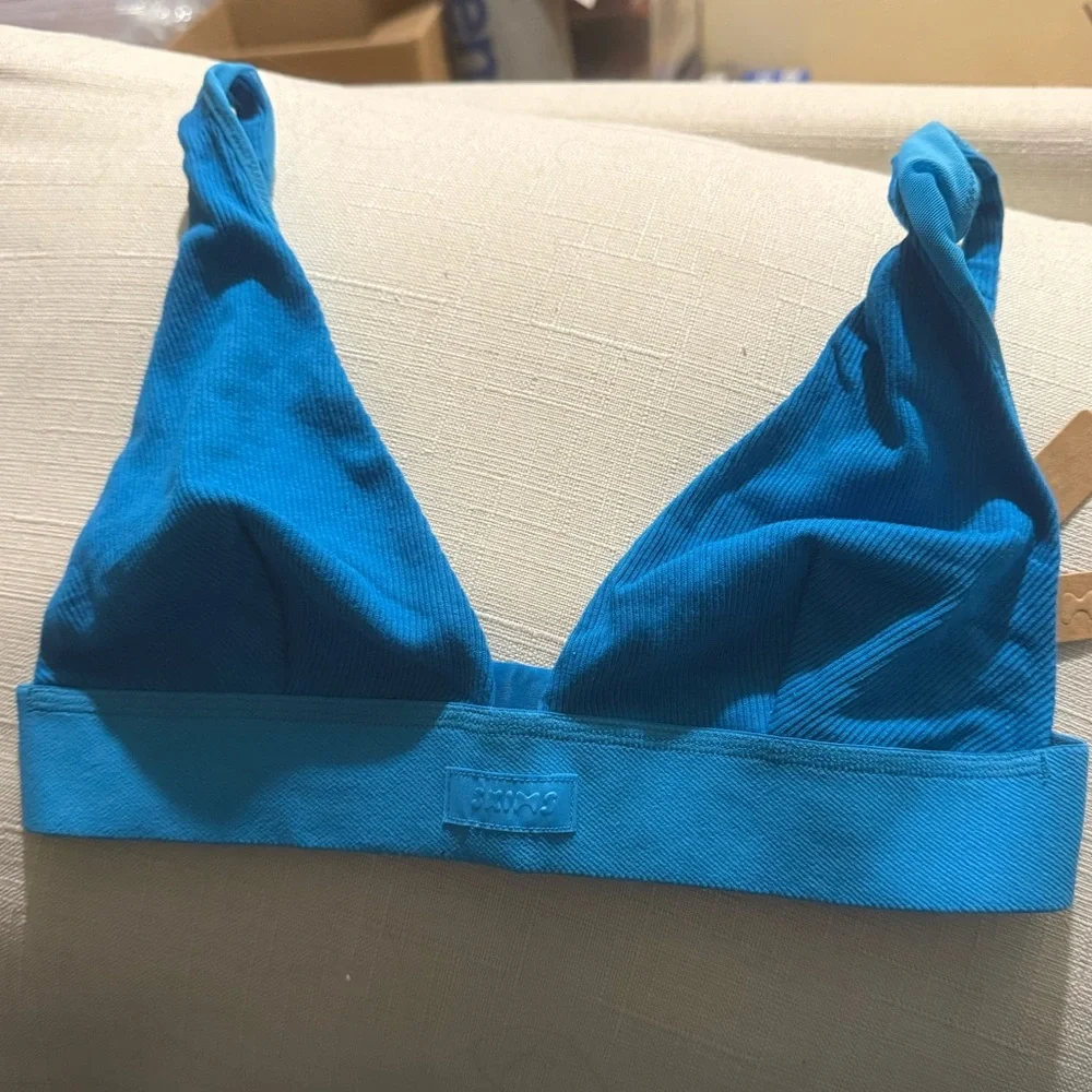 SKIMS Cotton Plunge Mykonos Bralette New With Tags Size Small - Picture 4 of 5